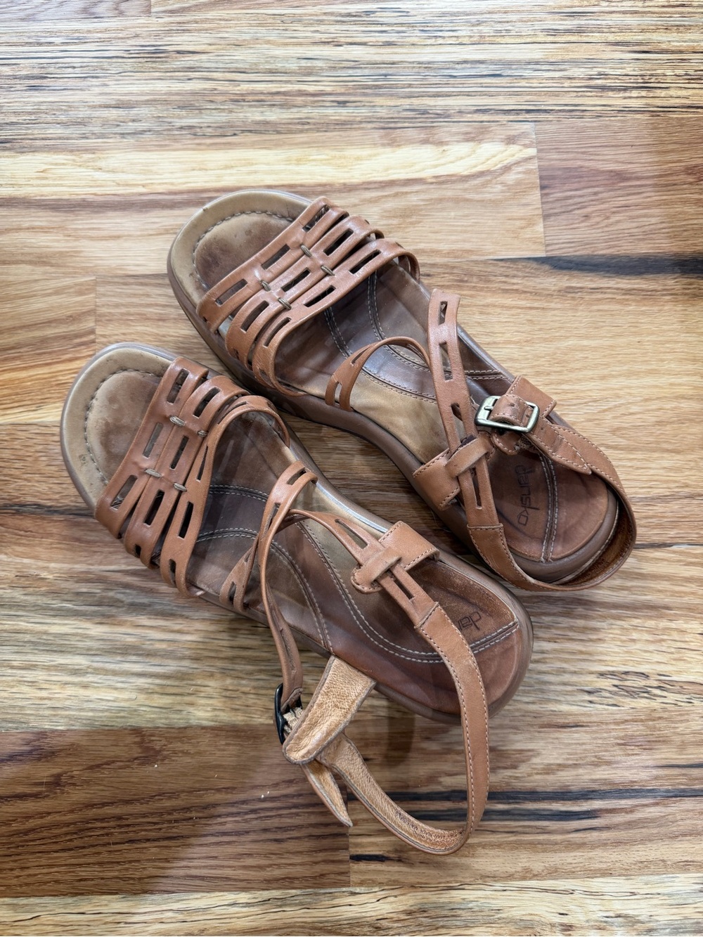 Dansko Tan Leather Strappy Sandals with Buckle